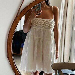 Zara Beaded Spaghetti Strap Mini Dress White Size XS
